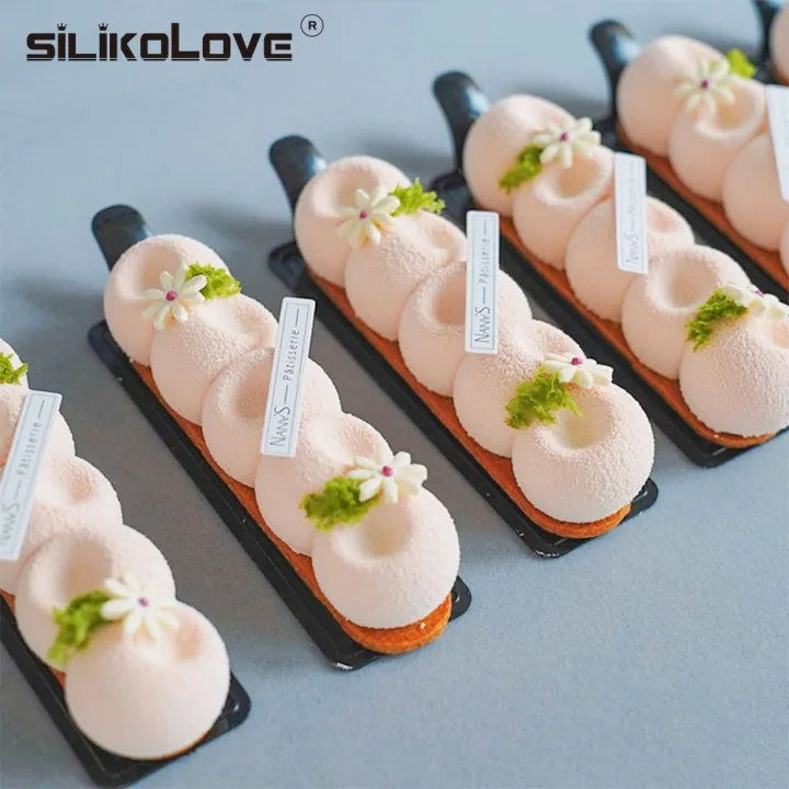 SILIKOLOVE%206-Concave%20Ball%20Long%20Strip-Shaped%20Silicone%20Mouse%20Cake%20Mold%203d%20Baking%20Tools%20Dessert%20Decoration%20Bakeware%20For%20Wedding%20-%20Image%203