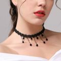 Trendy Korean Black Flower Rhinestone Choker Necklaces for Girls Simple Stylish - Fashionable Velvet Choker Jewelry Accessories Lace Hand-Knit Necklace for Women New Collection. 