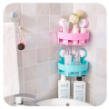 1 pcs Triangle Bath and Kitchen Corner Storage Shelf with Suction Cup Plastic Bathroom Shelves. 
