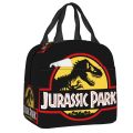 Custom Jurassic Park Dinosaur Print Lunch Bag Men Women Cooler Thermal Insulated Lunch Box for Adult Office. 