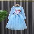 Girls Aisha princess dress frozen cartoon elsa dress spring and autumn children's bow mesh skirt. 