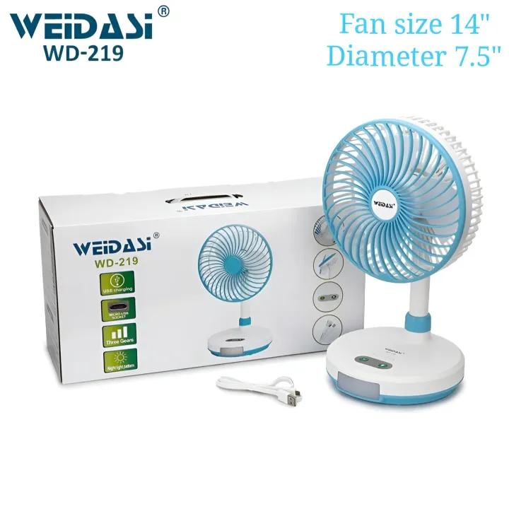 WEIDASI%20WD-219%20Rechargeable%202400mAh%20Battery%20Strong%20Wind%20Portable%20Desk%20Fan%20With%20LED%20Lamp%20-%20Image%204