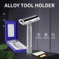 Men Shaving Facial Hair Razor And Blades Sliver Folding Shaving Knife Stainless Steel Straight Razor Holder Shaving Barber Tools. 