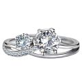 Temperament Silver Solid Imitation Moissanite Gemini Ring Couple Pair Ring Platinum Plated 18K Double Diamond Engagement Ring. 