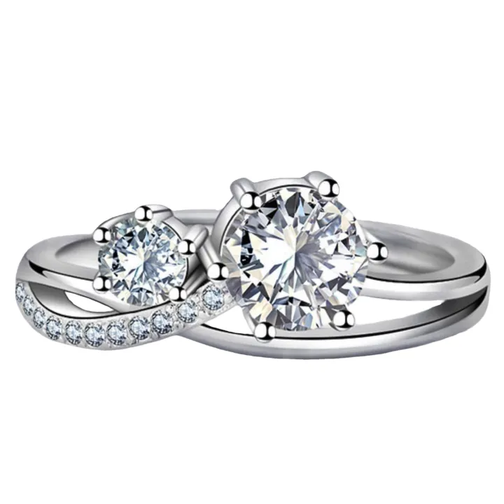 Temperament%20Silver%20Solid%20Imitation%20Moissanite%20Gemini%20Ring%20Couple%20Pair%20Ring%20Platinum%20Plated%2018K%20Double%20Diamond%20Engagement%20Ring%20-%20Image%205