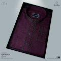 Long Panjabi Kurta for Men All Season Premium Jacquard Cotton Fabric Soft Hand Feel Semi Long Embroidery in Maroon Color. 