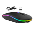 Rechargeable Wireless RGB Waterproof Optical Mouse, For Pc and Laptop Gamer Dual Model 2.4GHz Mouse  - Nano receiver - Palm Grip - Black Fun Gaming - Optical Wireless Mouse. 