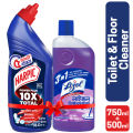 Harpic Lizol Double Protection- 750ml Toilet Cleaner & 500ml Lavender Surface Cleaner Combo.