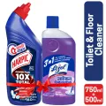 Harpic Lizol Double Protection- 750ml Toilet Cleaner & 500ml Lavender Surface Cleaner Combo. 