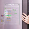 Qiunery Acrylic Calendar For Fridge Magnetic Weekly Planning Board Clear Memo Note Board With 6 Markers For Office Home School. 