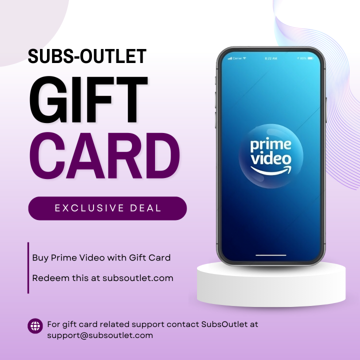 SubsOutlet Gift Card for Amazon Prime Video Subscription | 1 User 3 Month