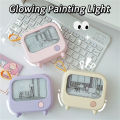 GC LED Night Light Cute TV Painting Design Learning Table Lamp USB Charging 2-Level Lighting Mini Desktop Light Birthday Gift. 