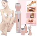 Kemei Km-3024 Multifunctional 4 In 1 Rechargeable Woman Body Shaver Eyebrow Nose Trimmer Set. 