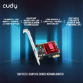 Cudy PE25 2.5 Gbps PCI Express Network Adapter - 10 Mbps / 100 Mbps / 1 Gbps / 2.5 Gbps Speed - Support Wake-On-LAN and RealWow Technology - Low-Profile and Full-Height Brackets - Windows 7 to 11, Windows Servers 2003 to 2022, and Linux compatible. 