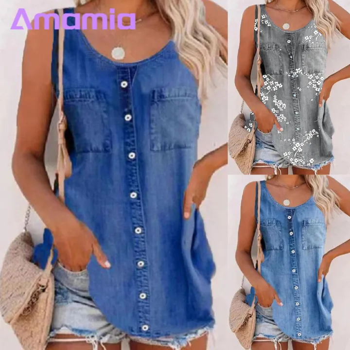 Amamia%20Denim%20Blouse%20Arc%20Hem%20Sleeveless%20Floral%20Print%20Denim%20Blouse%20-%20Image%205