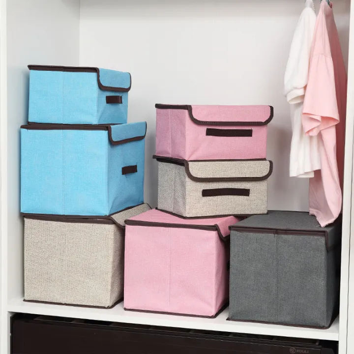 Home%20Fabric%20Non-Woven%20Fabric%20Storage%20Box%20Storage%20Box%20with%20Lid%20Foldable%20Clothing%20Clutter%20Portable%20and%20Dustproof%20Storage%20-%20Image%204
