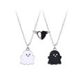Lovecryst 2Pcs/set Cute Black and White Ghost Magnet Best Friend Necklace for Girls BFF Friendship Jewelry Gift.