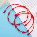 Handmade 7 Knots Red String Bracelet Protection Good Luck Amulet for Success Prosperity Friendship Rope Wristband Jewelry Gift. 
