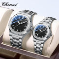 Sunrise Hot Selling Steel Band Couple Nightlight Waterproof Simple Fashion Business Calendar Men's and Women's Quartz Watch. 