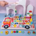 Montessori Educational Wooden Toys Preschool Children Fire Truck Busy Board Math Fishing Games Early Toys For Kids Xmas Gifts. 