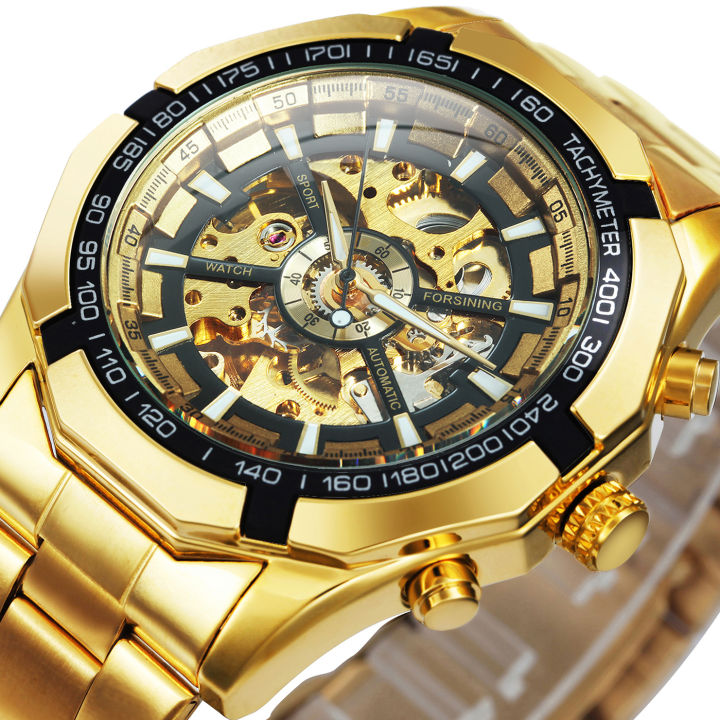 2024 Winner Watch Men Skeleton Automatic Mechanical Watch Gold Skeleton ...
