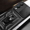Quiberk for Vivo Y17s Phone Case Slide Camera Cover Magnetic Kickstand Hard Shockproof Armor Back Casing. 