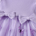 【Prime deal】 Summer New Baby Girls Dress Small Flying Sleeve Round Neck Butterfly Pattern Mesh Dress Sweet Princess Dress Birthday Party Team Dress. 