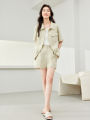 Vimly Light Green 2 Piece Sets Womens Outfits Lapel Short Sleeves Jacket Short Pant 2024 Spring New Casual Matching Sets M6089. 