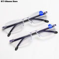 Luxury Diamond Cut Reading Glasses Men Rimless Anti Blue Light Eyeglasses Ladies Plus Prescription Eyewear Diopter 1.0 To +4.0. 