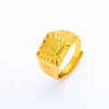 【Innovative design】Small Men's Ring Auspicious Ruyi Bao Pegasus Men's Aggressive Square Open Ring Brass Vacuum Plated Gold Auspicious Ring. 
