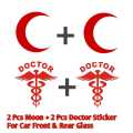 Premium Quality 2 Pis Moon 2 Pis Doctor Universal Car Front & Rear Sticker Combo.