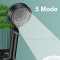 Black 5 Modes Shower Head Adjustable High Pressure Water Saving Shower Head Water Massage Shower Head Bathroom Accessories.