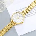 CURREN 9046 Golden Stainless Steel Analog Watch For Women - White & Golden.