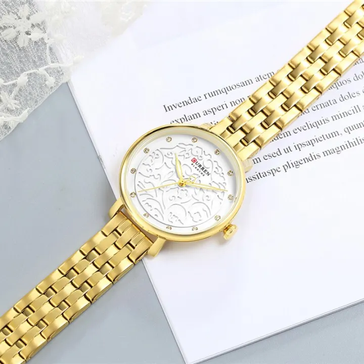 CURREN%209046%20Golden%20Stainless%20Steel%20Analog%20Watch%20For%20Women%20-%20White%20&%20Golden%20-%20Image%202