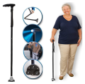 Magic Folding Trusty Cane Support Adjustable Walking Stick with LED Flash Light.
