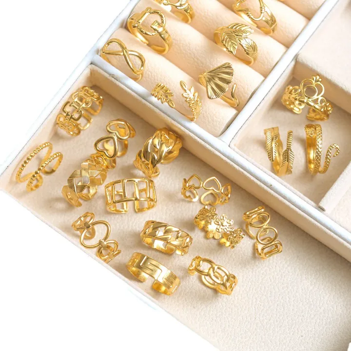 New%20Stainless%20Steel%20Jewelry%20Rings%20For%20Women%2018k%20Gold%20Plated%20Link%20Chain%20Geometric%20Twisted%20Wide%20Band%20Open%20Adjustable%20fashion%20Rings%20-%20Image%207