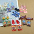Kawaii Gummy Bear Chocolate Biscuit Earrings Costume Trendy Style Woman Girl Jewelry Drop Shipping.