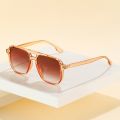 SO EI Fashion Double Bridges Square Sunglasses Women Retro Rivets Decoration Shades UV400 Men Gradient Trending Sun Glasses. 