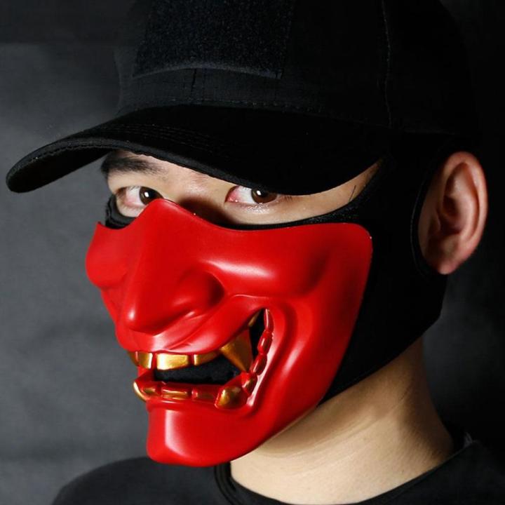 Halloween%20Costume%20Cosplay%20Tooth%20Decay%20Evil%20Demon%20Kabuki%20Samurai%20Half%20Cover%20Mask%20Party%20Scary%20Decoration,Black%20-%20Image%206