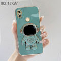 Hontinga for Redmi S2 Back Cover With Cartoon Astronaut Folding Bracket Case For Gilrs Luxury 6D Plating Soft Silicone Mobile Cover. 