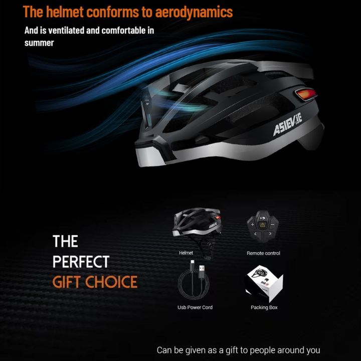 ASIEVIE Bike Smart Cycling Helmet with Headlight Tail Light SOS Emergency Alert and Wir-ele-ss Earphone