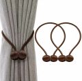 2 PCS Magnetic Curtain Buckle Magnetic Curtain Tiebacks Convenient Drape Tie European Style Decorative Weave Rope Curtain Rings & Buckles Holder for Window Sheer Blackout Draperies.