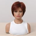 ESIN Synthetic Hair Medium Brown Straight Wigs for Women Wigs With Bangs Heat Resistant Party Daily Natural. 