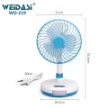 WEIDASI WD-219 Rechargeable 2400mAh Battery Strong Wind Portable Desk Fan With LED Lamp.