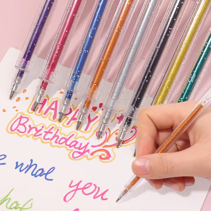 Glitter%20Gel%20Pen%201.0mm%20Metal%20Glitter%20Color%20Ballpoint%20Pen%20Paper%20Cardstock%20Diary%20Drawing%20Marking%20Coloring%20DIY%20Art%20-%20Image%202