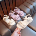 Girls' Sandals 2024 Summer New Soft Sole Anti slip Flat Beach Shoes, Big Kids Fashion Princess Shoes. 
