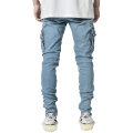 Jeans Men Black Cargo Pants Multi Pockets Denim Pantalones Blue Slim Fit Overol Hombre Fashion Casual Streetwear Trousers 3XL. 