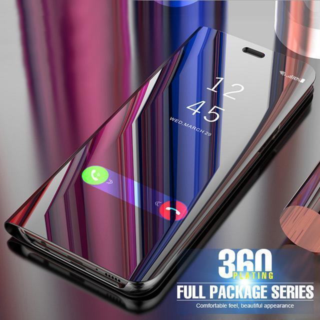 Clear View Mirror Leather Flip Cover For Redmi Note Pro Black