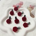 Mini Red Rose Flower Hair Clips for Women Girls Cute Small Hair Pins.