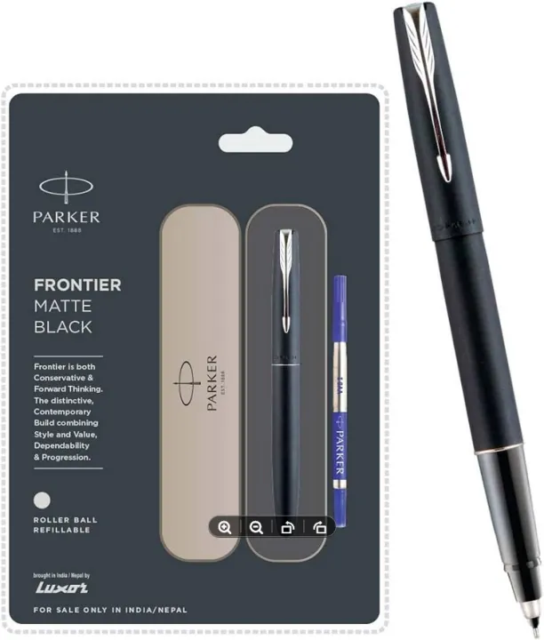 Parker%20Frontier%20Matte%20Black%20Gun%20Metal%20Trim%20Roller%20Ball%20Pen%7C%20Ink%20Color%20-%20Blue%20%7C%20Perfect%20For%20Corporate%20Use%20%7C%20Elite%20Pen%20For%20Professionals%20-%20Image%207